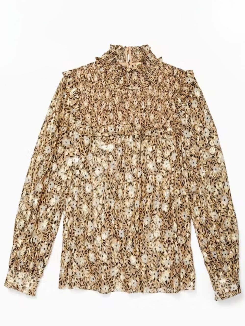 Kate Spade Floral Park Clip Dot Metallic Blouse Large